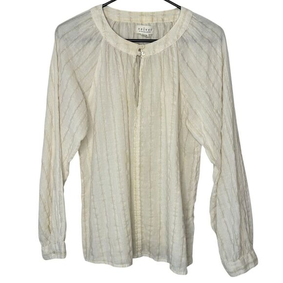 Velvet by Graham & Spencer Tops - Velvet by Graham & Spencer Cream Button-Front Textured Blouse